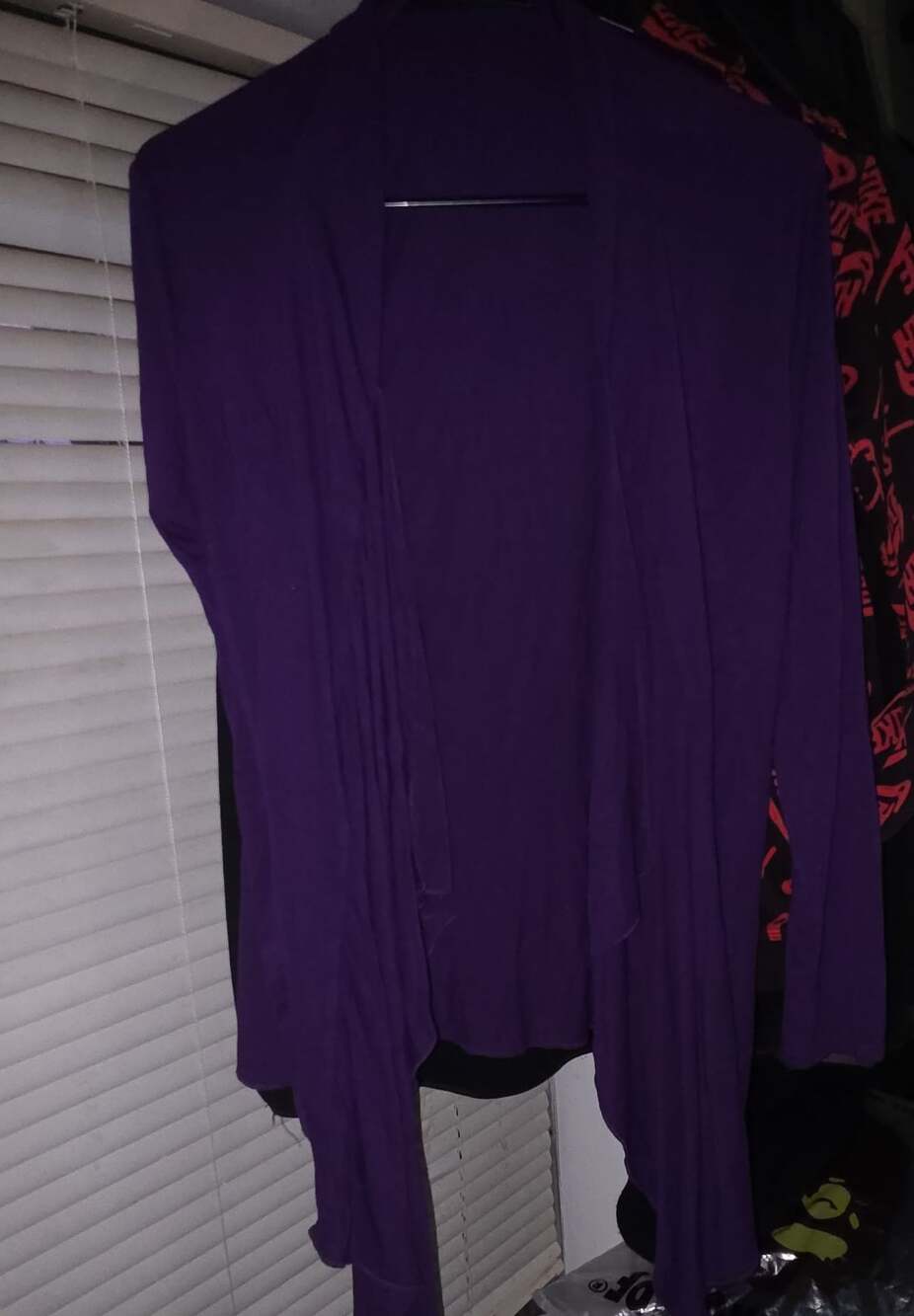 Urban Coco Purple Long Sleeve Open Front Draped Cardigan